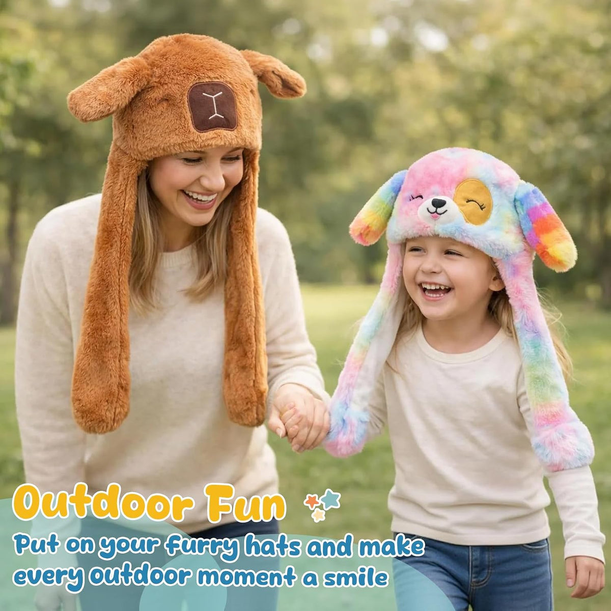 Moving Ear Hat, Soft Funny Animal Hats Jumping Beating Plush Caps Holiday Cosplay Dress Up Gift for Adult