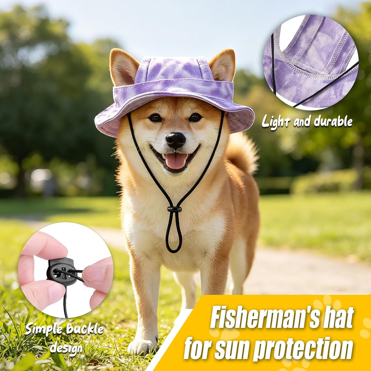 Dog Sun Hat, Hat for Dogs with Ear Holes, Pet Apparel Accessories, Breathable Drawstring for Summer Sun Protection, Outdoor Walking and Beach Activities, Small and Medium Dogs(Pink Small)