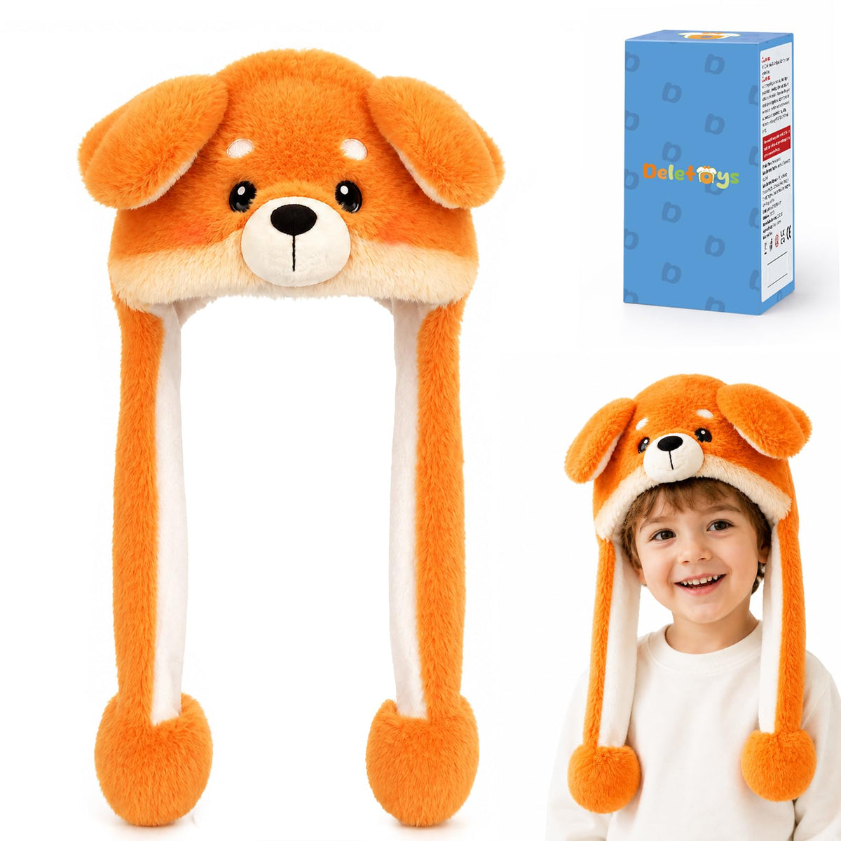 Moving Ear Hat, Soft Funny Animal Hats Jumping Beating Plush Caps Holiday Cosplay Dress Up Gift for Adult