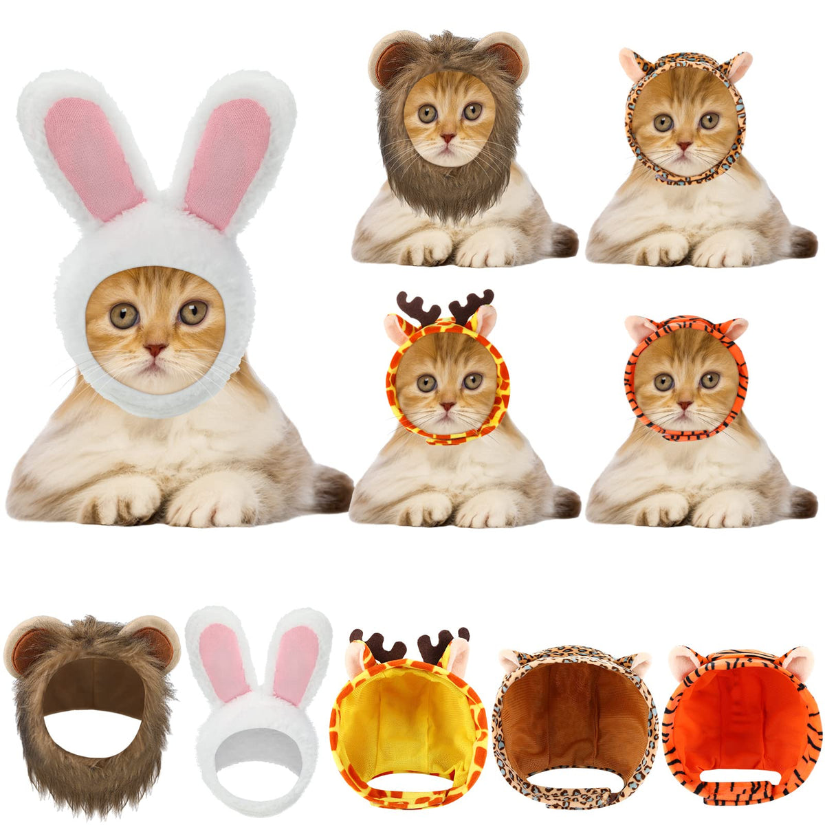 Weewooday 5 Pcs Cat Hat, Lion, Frog, Rabbit, Sunflower, Banana