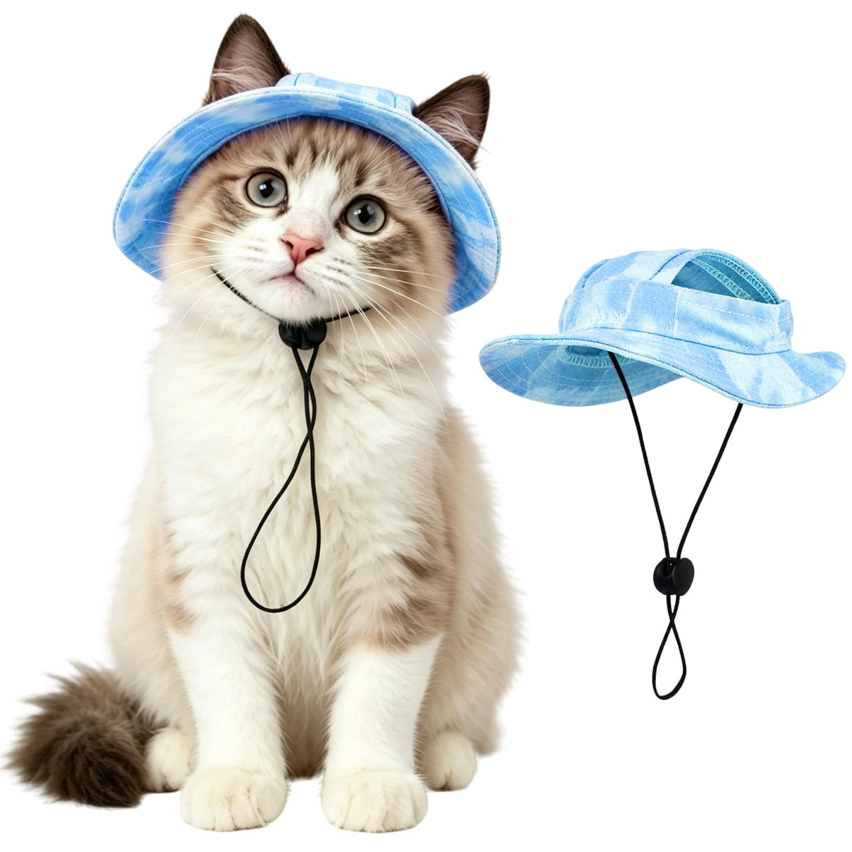 Cat Hats for Cats Only, Cat Sun Hat Sphynx Hat with Ear Hole Kitten Headwear Sun Sombrero Caps Summer Cat Cowboy Hats, Pet Chihuahua Sunscreen Baseball Outdoor Cap,Dinosaur