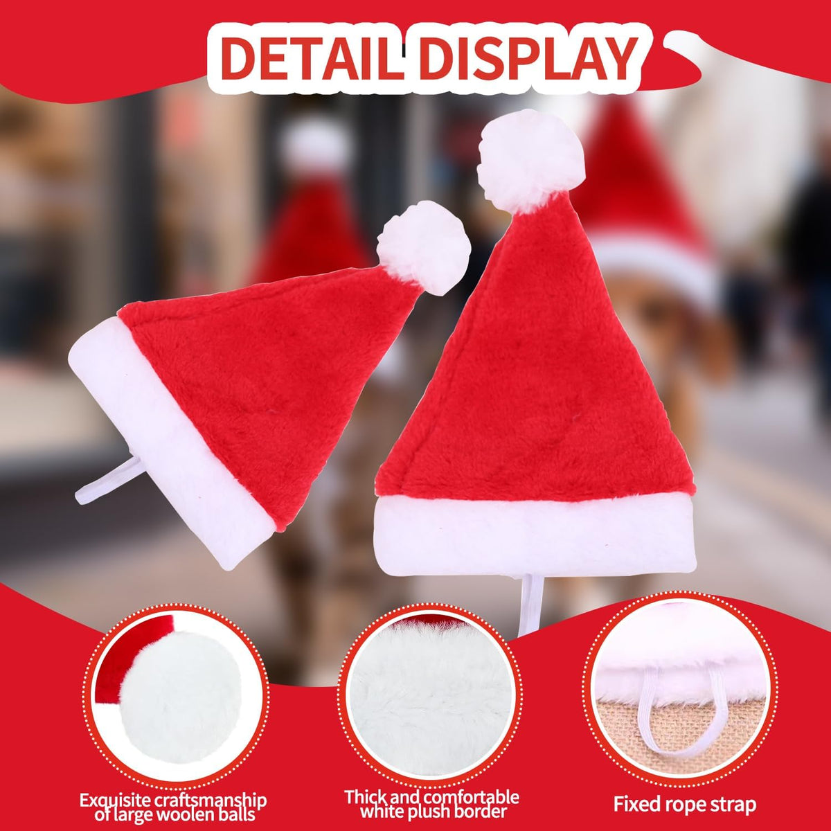 Yahpetes Pet Santa Hats Christmas Santa Claus Pet Christmas Hats 5.5"X7.8" Dog Costume for Puppy Kitten Small Cats Dogs Pets (2 Pcs)