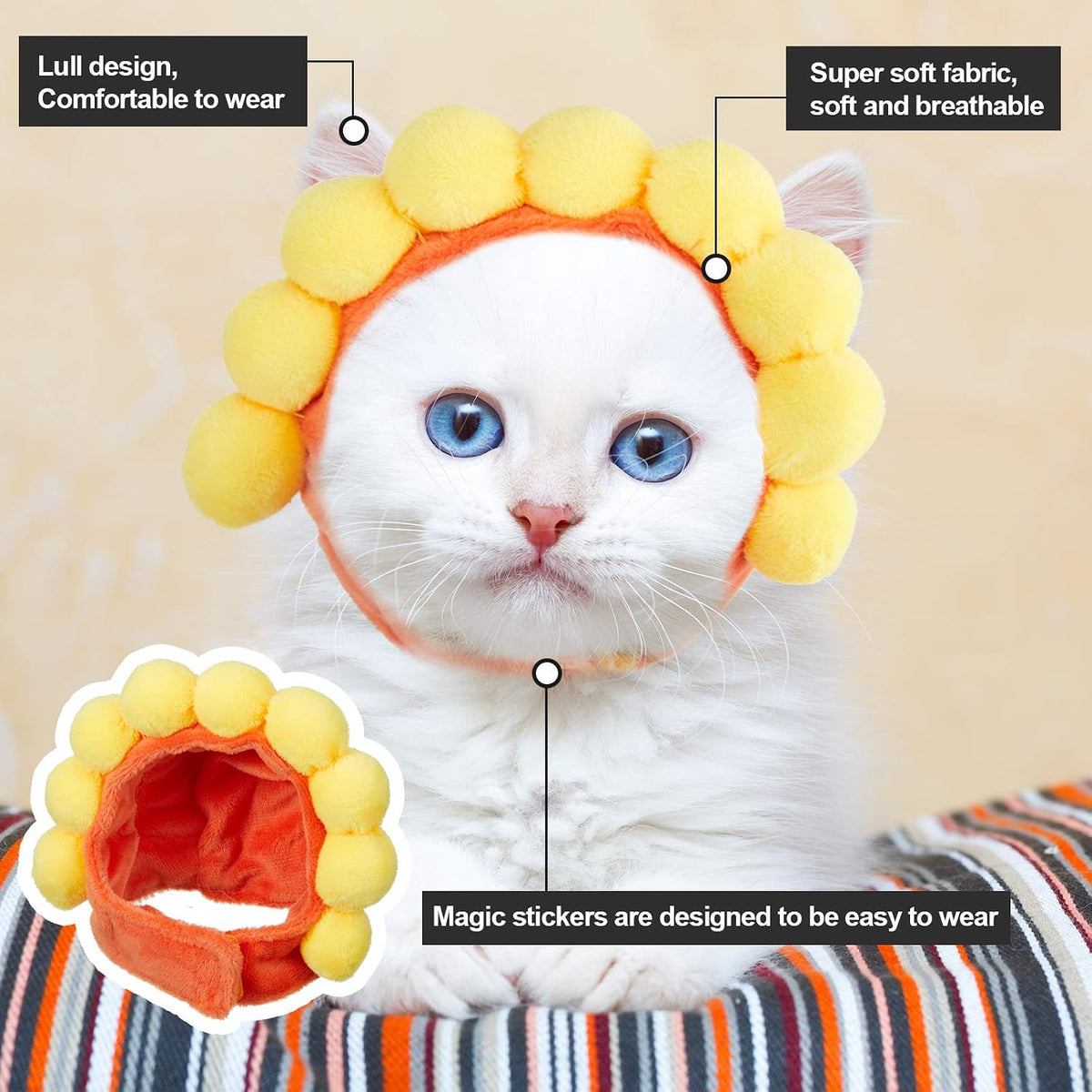 Weewooday 5 Pieces Cat Hats Costume Bunny Hat Outfit with Ears Small Dogs Kitten Puppy Party Costume Accessory Headwear(Kawaii Style)