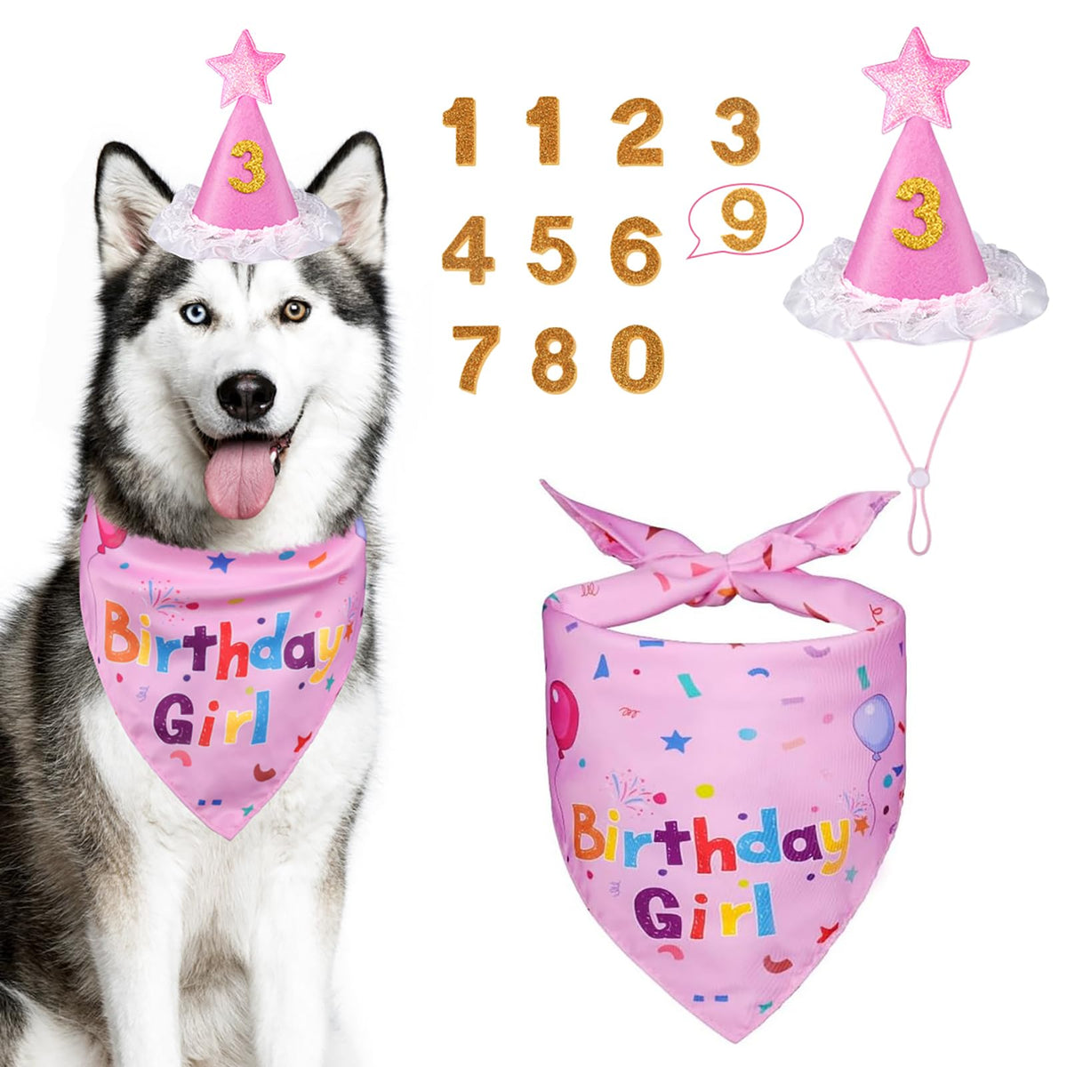 Dog Birthday Party Supplies,Dog Birthday Bandana,Dog Birthday Hat