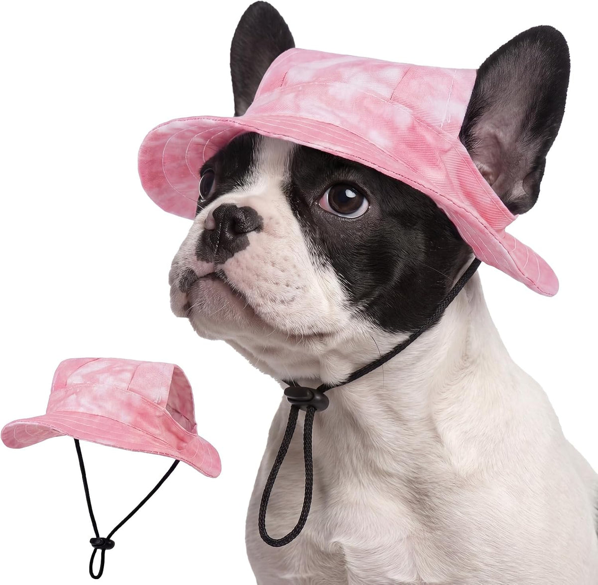 FUAMEY Dog Bucket Hat with Ear Holes Adjustable Sun Hats for Dogs Cats