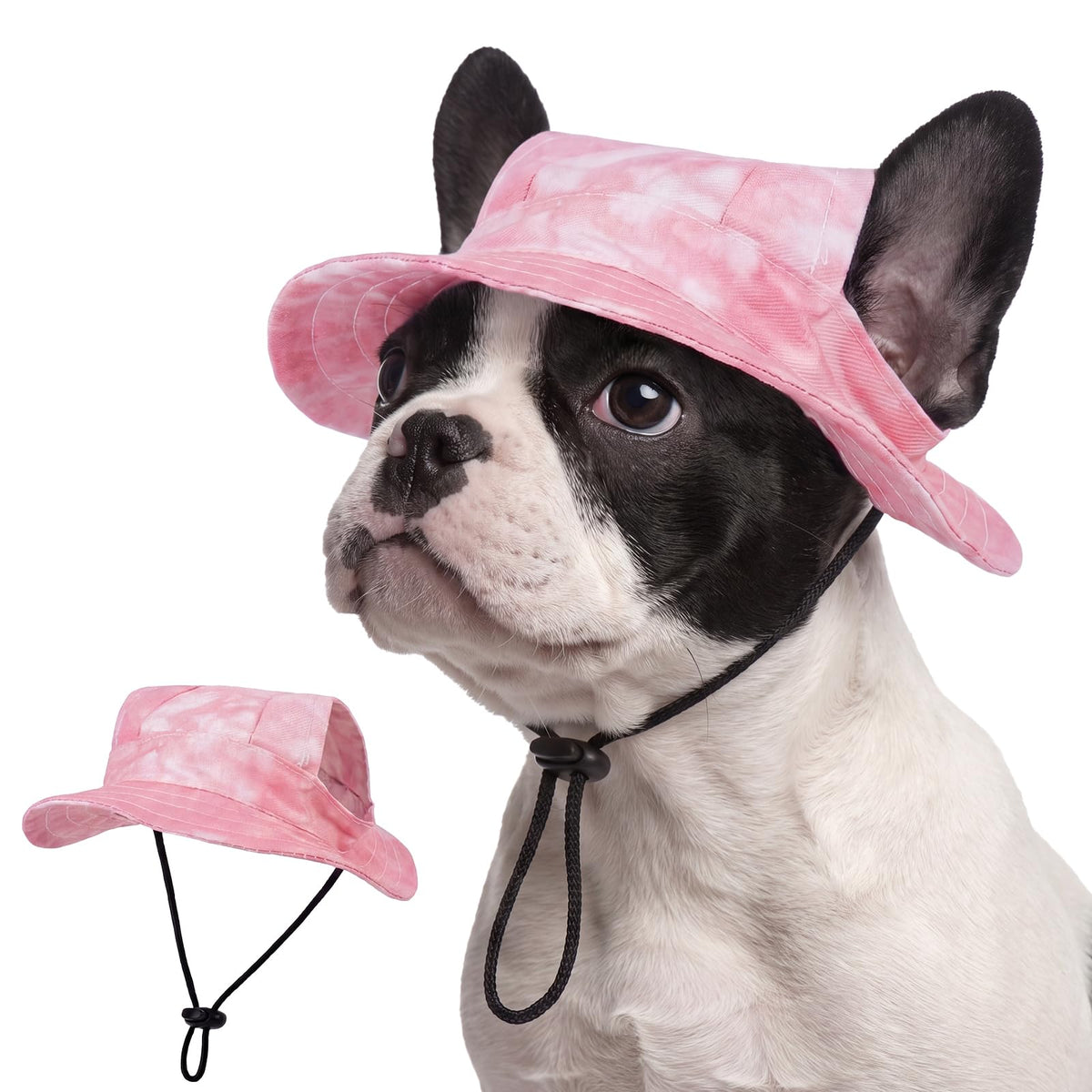 FUAMEY Dog Bucket Hat with Ear Holes Adjustable Sun Hats for Dogs Cats