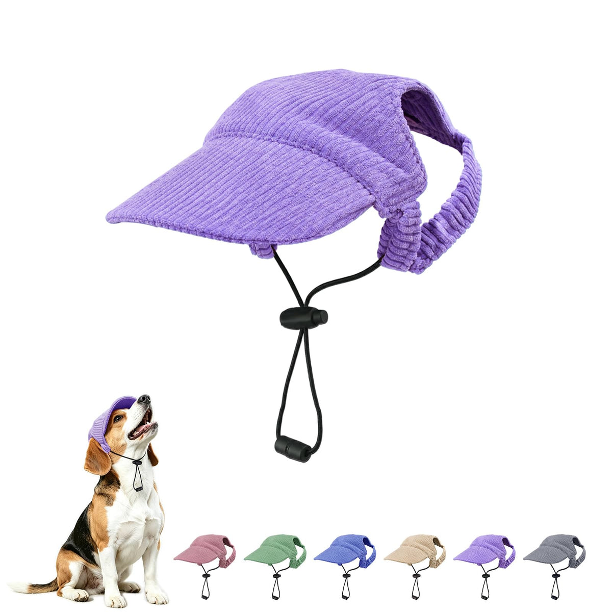 Dog Sun Hat with Ear Openings, Dog Baseball Cap with Anti-Slip Strap, Sun Protection Summer Beach Visor Hat for Dogs and Cats, Adjustable Puppy Cute Sun Cap Headdress (Pink, L)
