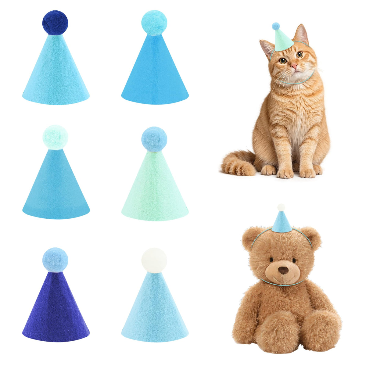 CANREVEL Mini Party Hats for Stuffed Animals Headwear, Birthday Hats