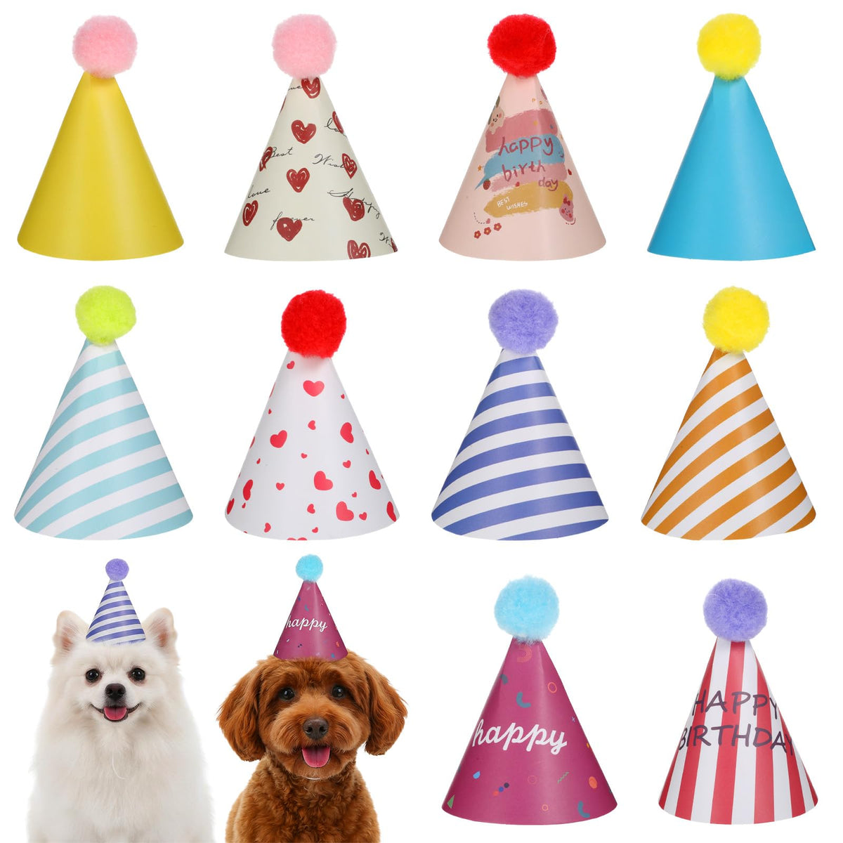 Tucnoeu 10pcs Colorful Mini Party Hats, Cute Party Hats for Stuffed Animals