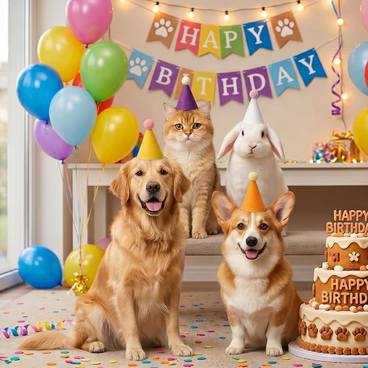 Mini Party Hats for Stuffed Animals, Colorful Birthday Hats