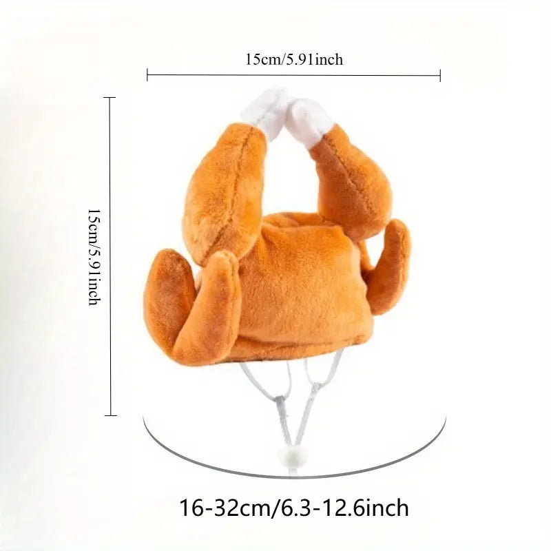 Funny Turkey Leg Pet Hat - Soft And Comfortable Holiday Pet Costume for Cats And Puppies, Perfect for Thanksgiving/Christmas/Halloween/New Year'S Parties And Photo Shoots, Easy to Clean Gift