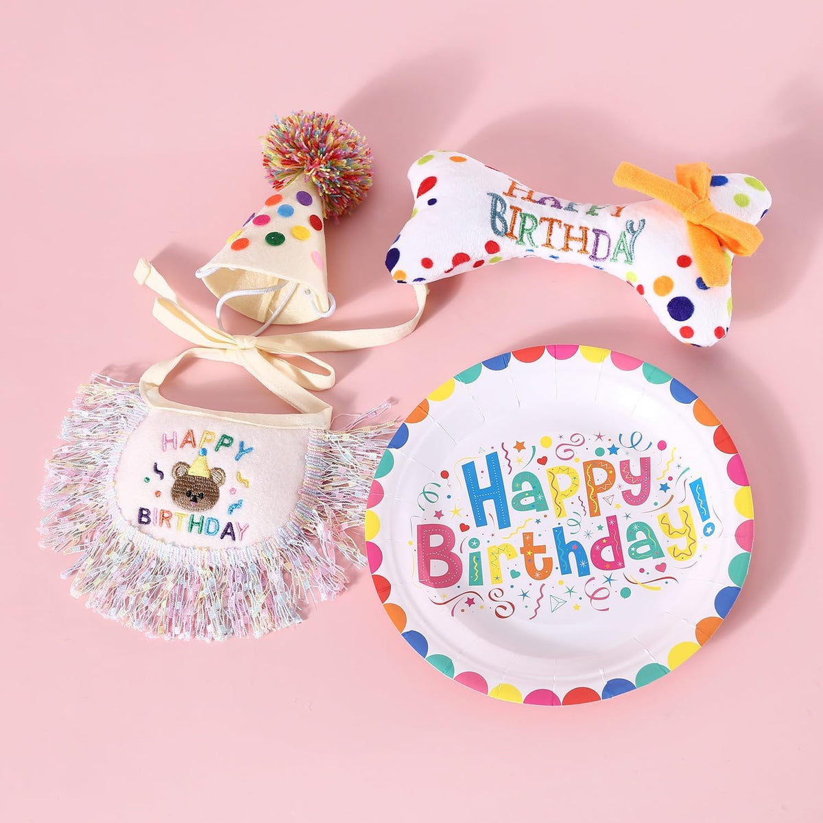 Cat Birthday Bandana Scarf and Party Hat Cute Tassel Scarf and Birthday Hat