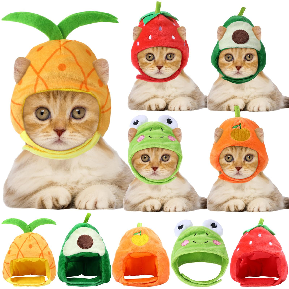 Weewooday 5 Pcs Cat Hat, Lion, Frog, Rabbit, Sunflower, Banana