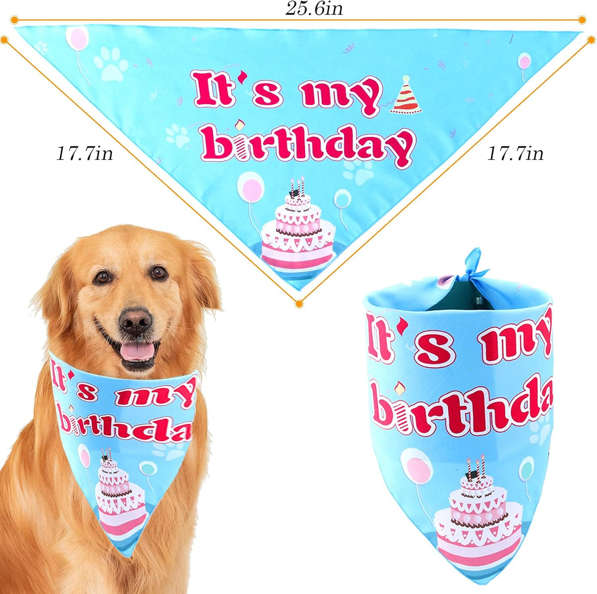 AROIC Dog Birthday Party Supplies, Adjustable Blue Dog Bandana Set