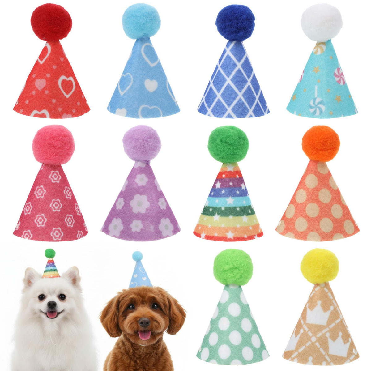 Tucnoeu 10pcs Colorful Mini Party Hats, Cute Party Hats for Stuffed Animals