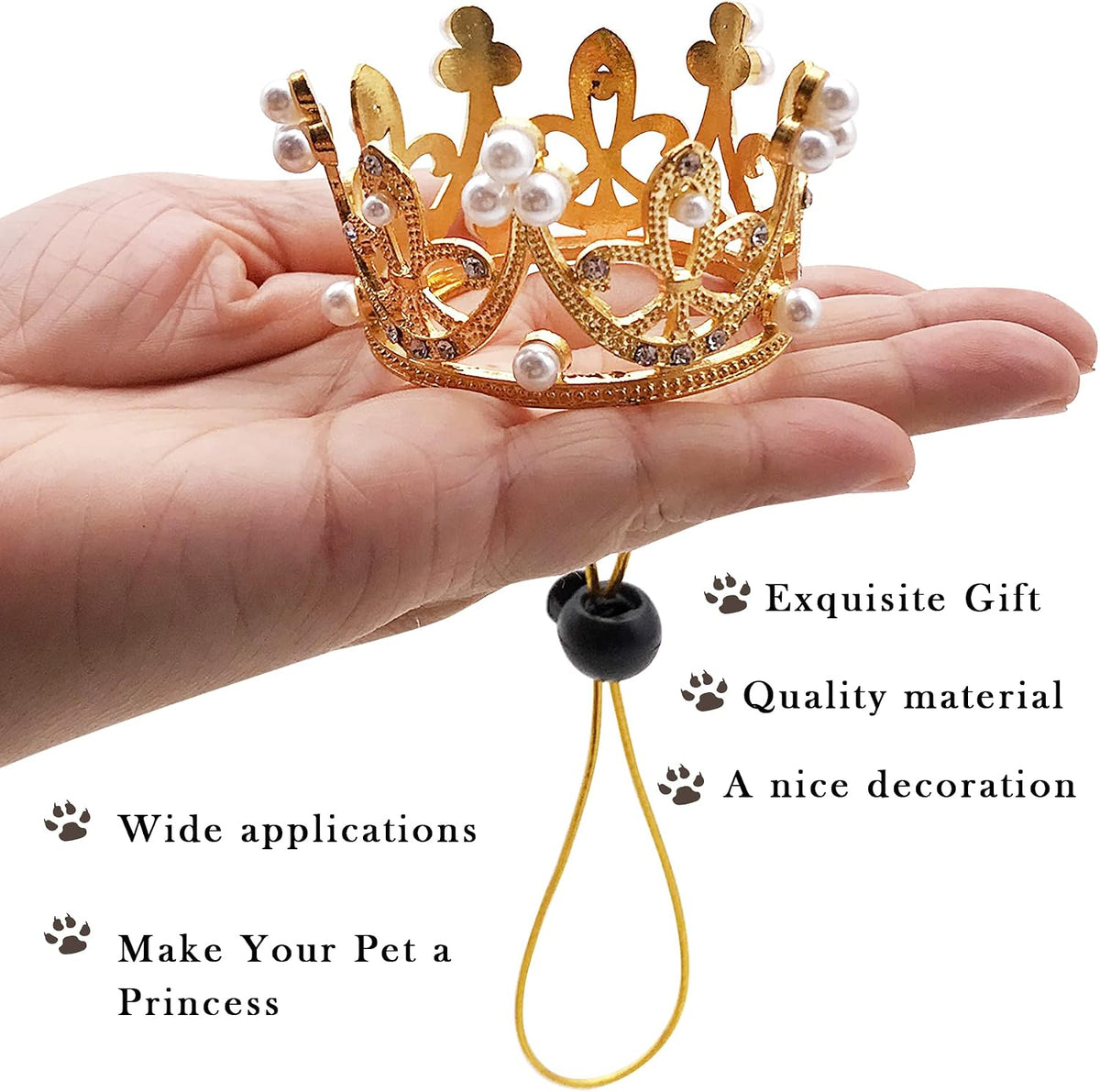PET SHOW 2 Pack White Small Dog Crown King Queen for Birthday Party