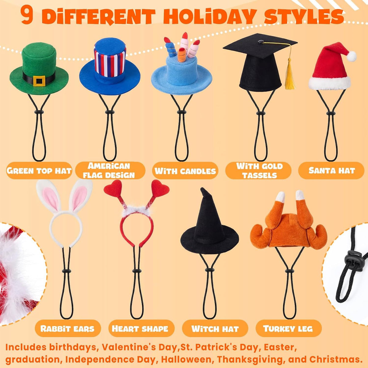 Shinymoon 9 Pcs Holiday Pet Costume Accessories, Dog Cat Festival Hats