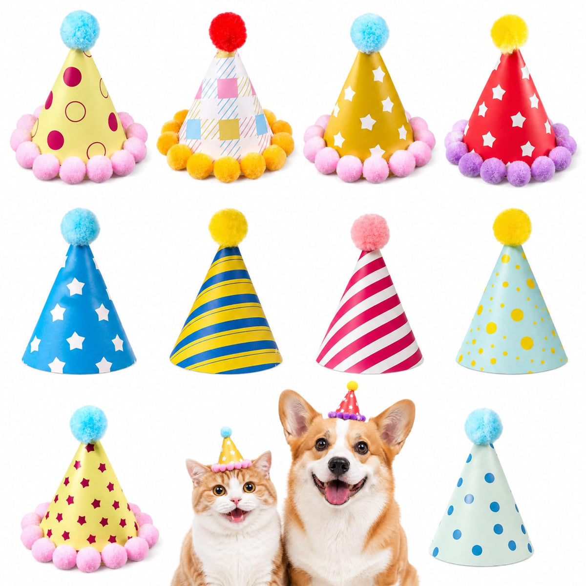 Tucnoeu 10pcs Colorful Mini Party Hats, Cute Party Hats for Stuffed Animals