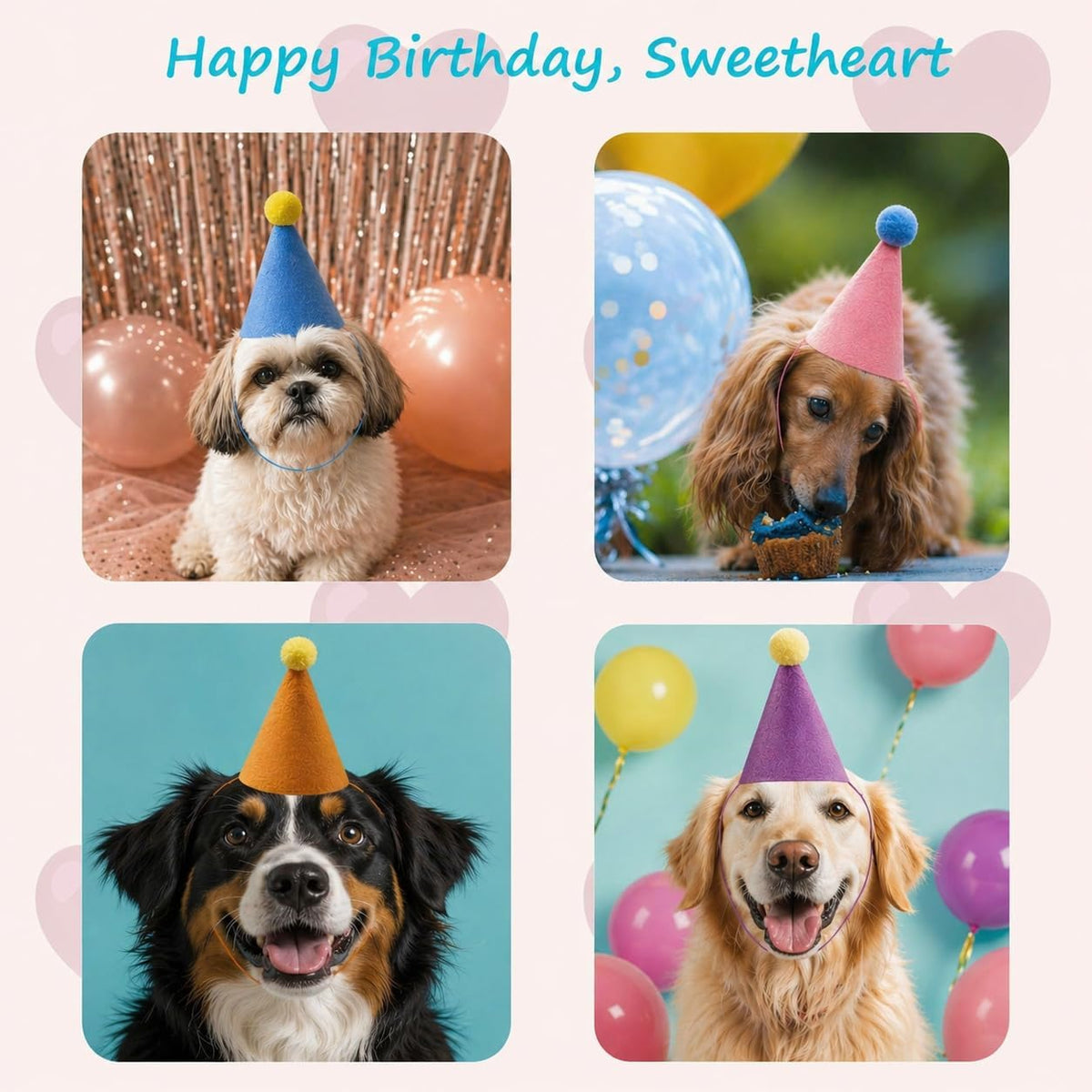Mini Party Hats for Stuffed Animals 6 Pcs Birthday Party Cone Hats for Dogs