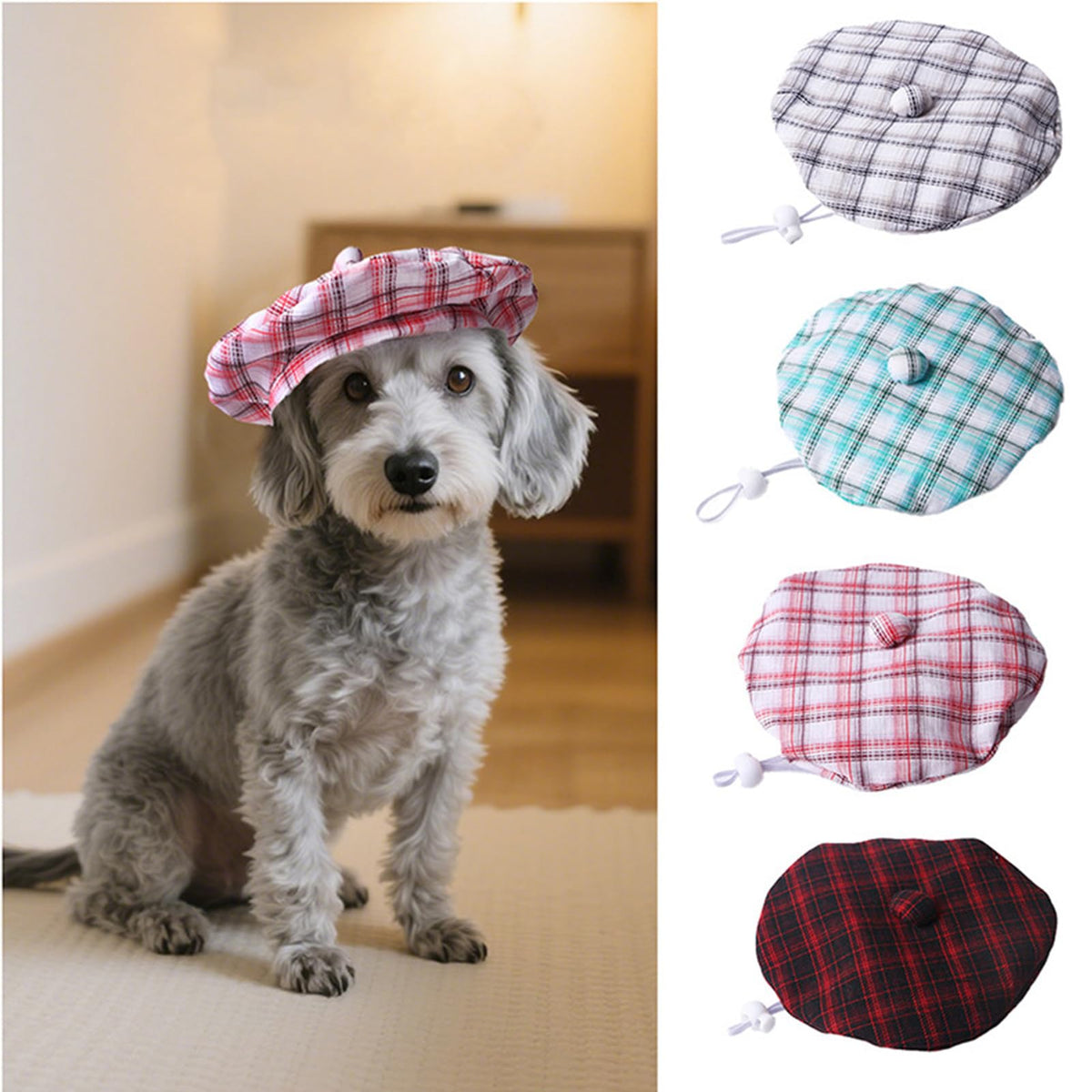 SEIS 3 Pcs Dog Berets Fashion Pet Hat French Artist Cat Cap Baseball Cap for Party Birthday Wedding Photo (L, Retro)
