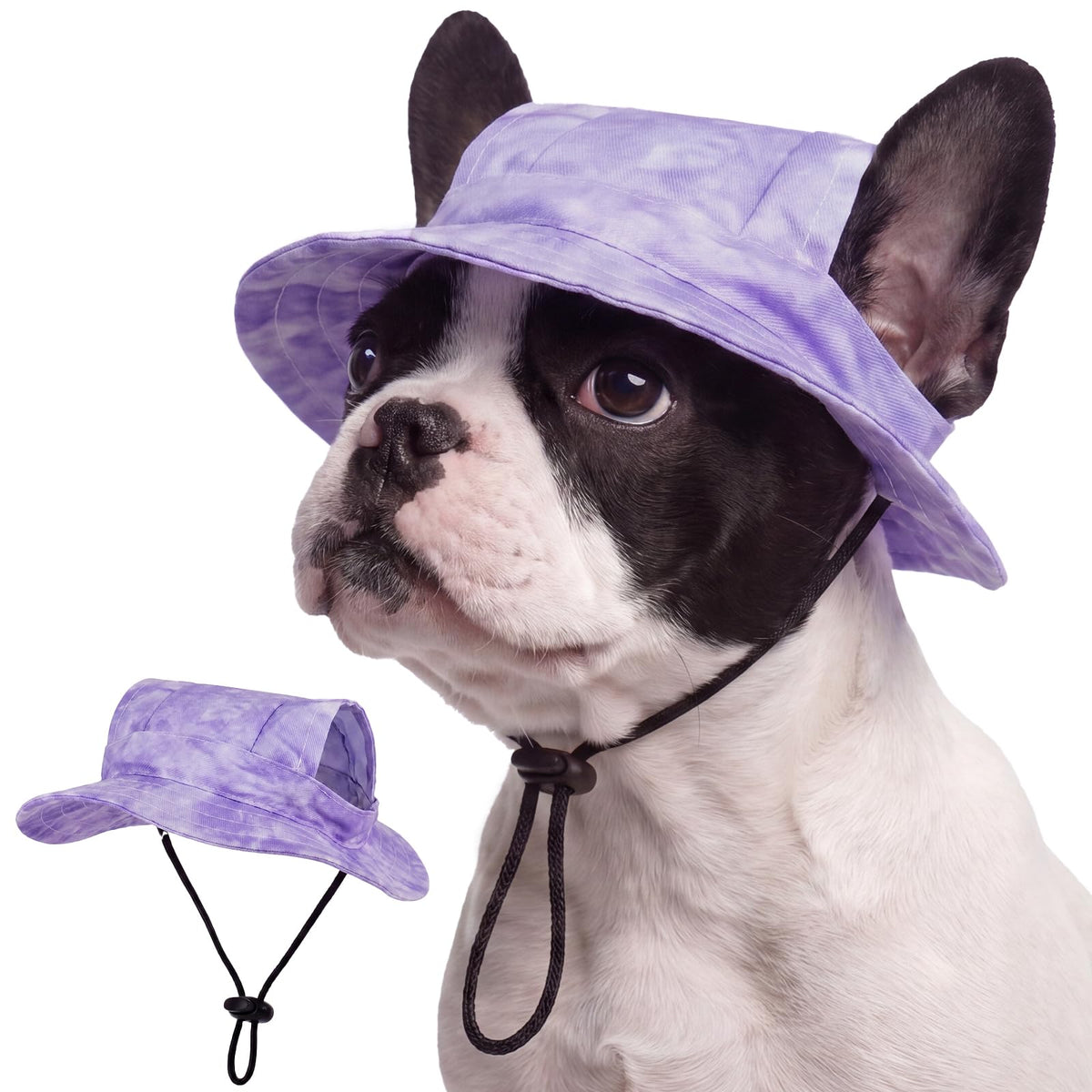 FUAMEY Dog Bucket Hat with Ear Holes Adjustable Sun Hats for Dogs Cats