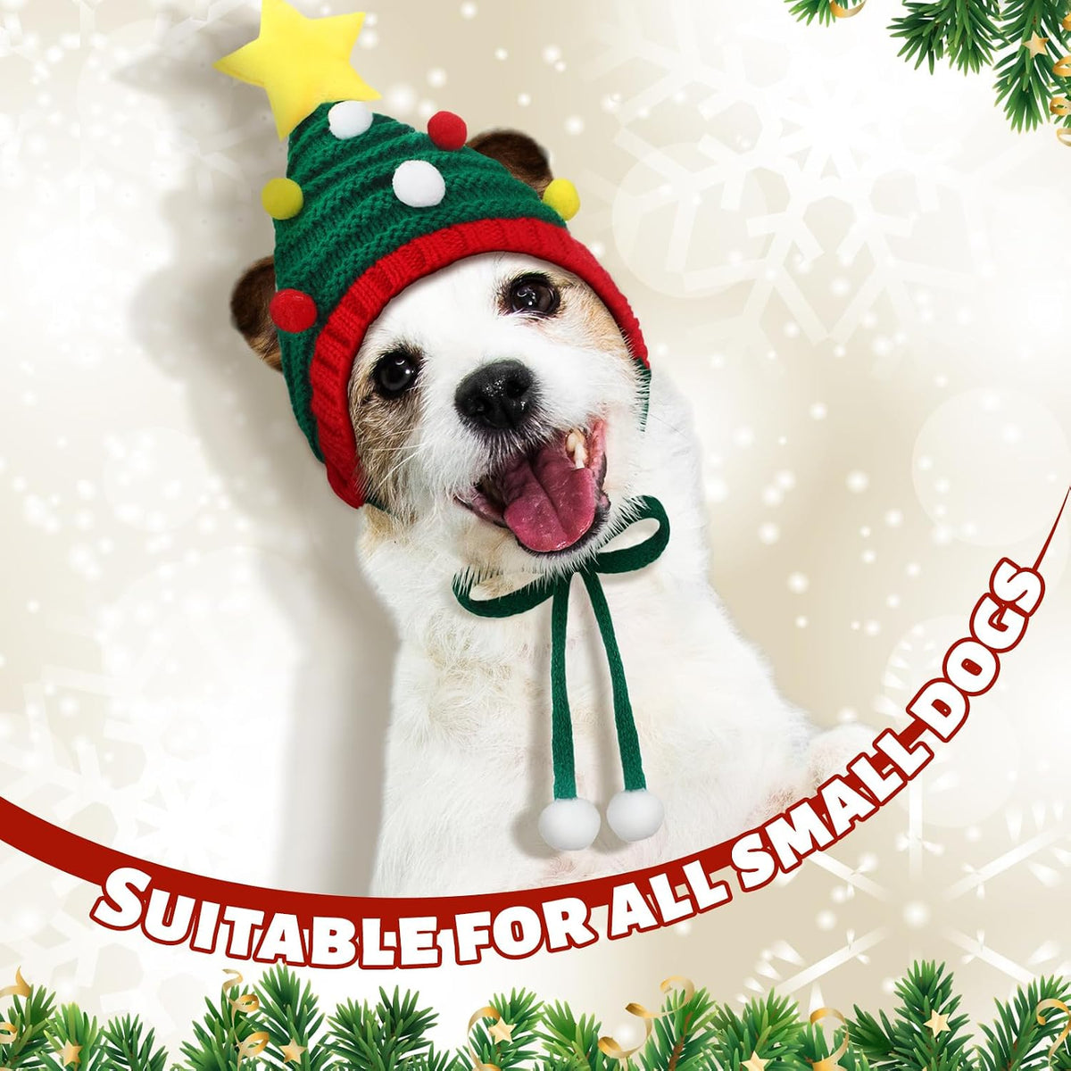 Dansydaisy 4 Pack Christmas Knitted Dog Santa Hats, Multicolor, Small