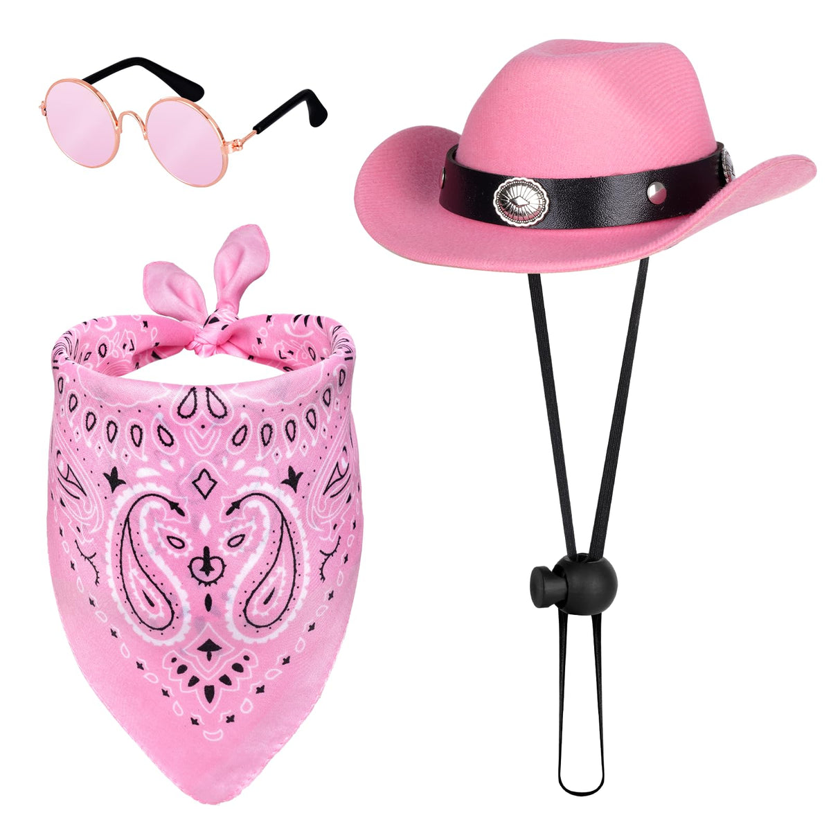 Cowboy Costume Set for Small Dog Cat Pet Mini Cowboy Hat Sunglasses with Bandana for Halloween Holiday Party Cosplay