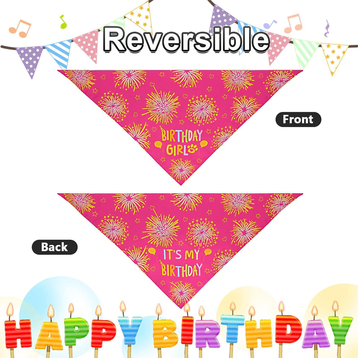 Rose Pink Girl Dog Birthday Party Supplies with Hat Bandana Numbers