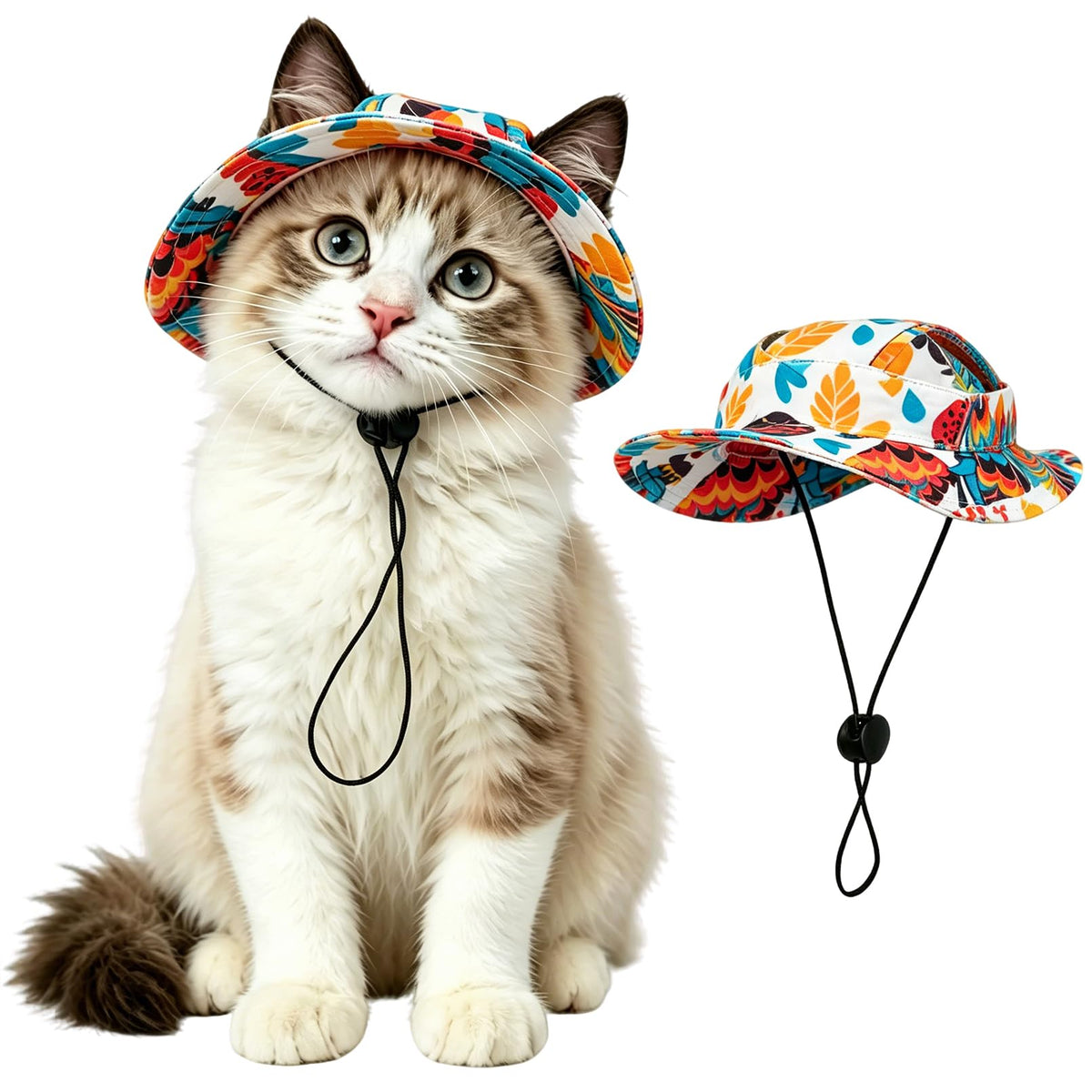 Cat Hats for Cats Only, Cat Sun Hat Sphynx Hat with Ear Hole Kitten Headwear Sun Sombrero Caps Summer Cat Cowboy Hats, Pet Chihuahua Sunscreen Baseball Outdoor Cap,Dinosaur