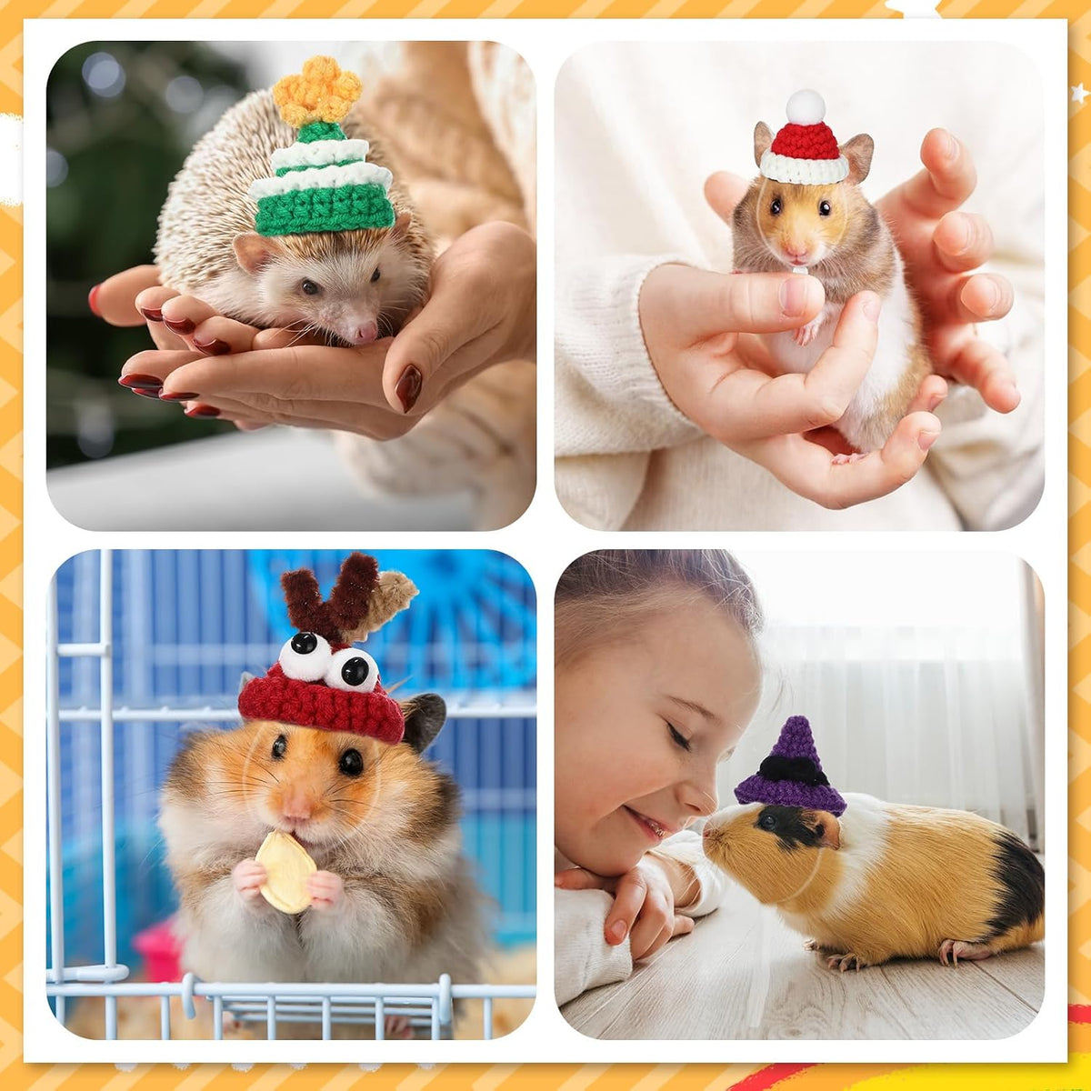 Silkfly 12 Pcs Mini Pet Hat, Crochet Hat for Small Animals, Classic