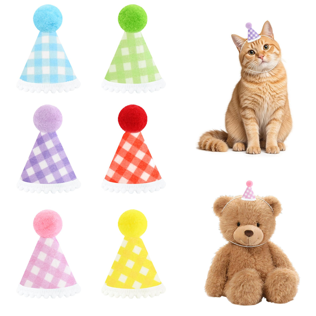 CANREVEL Mini Party Hats for Stuffed Animals Headwear, Birthday Hats