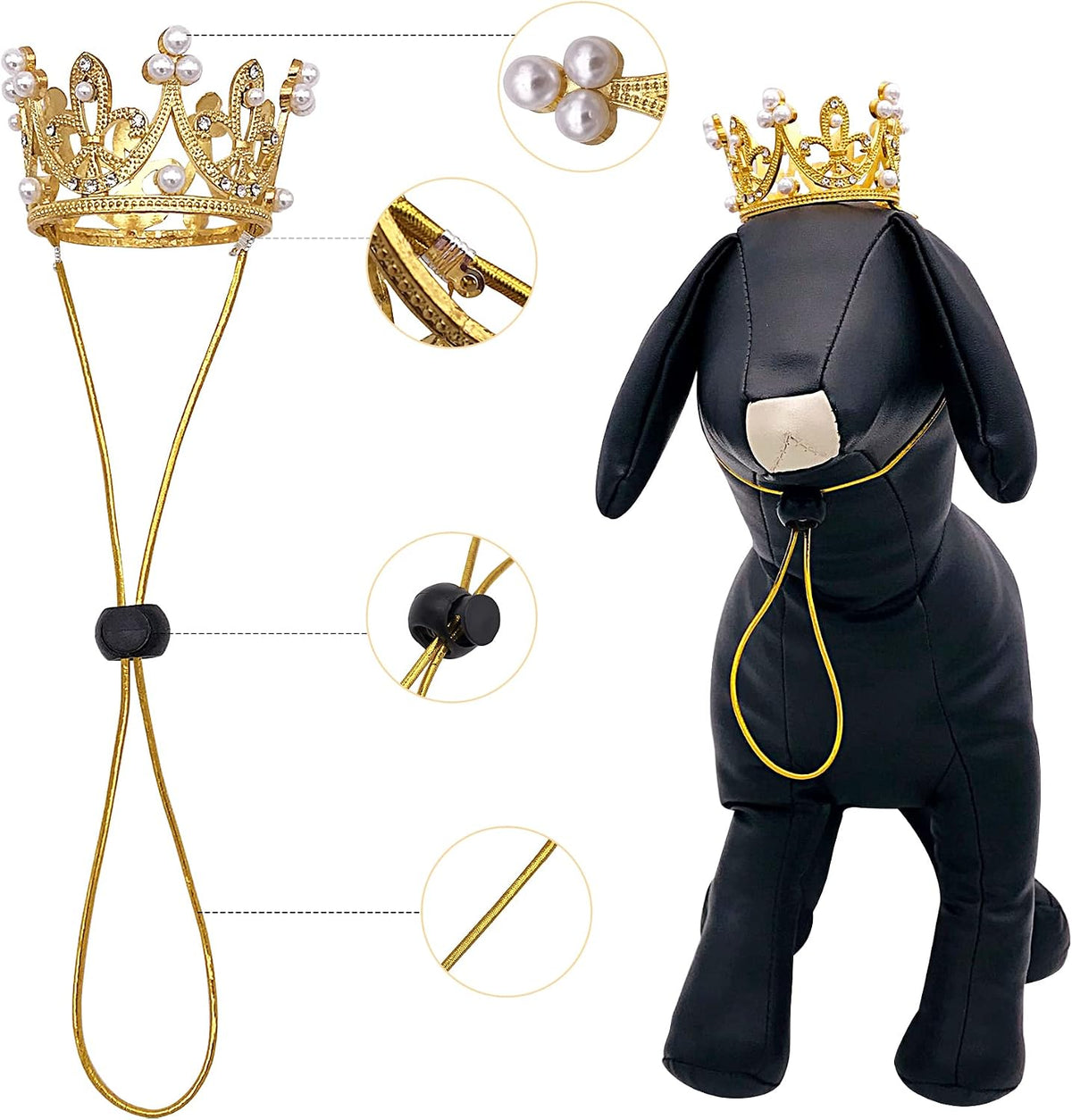 PET SHOW 2 Pack White Small Dog Crown King Queen for Birthday Party