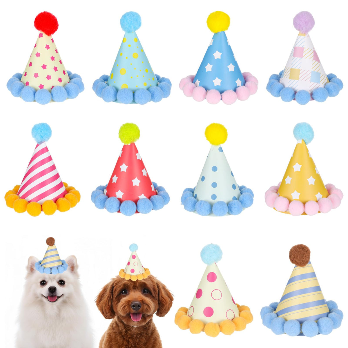 Tucnoeu 10pcs Colorful Mini Party Hats, Cute Party Hats for Stuffed Animals