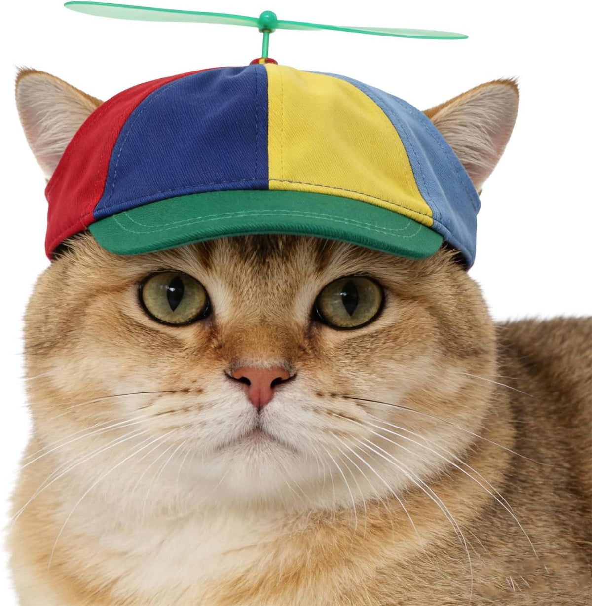 Dog Propeller Hat Funny Pet Rainbow Helicopter Design Baseball Cap Adjustable Pet Sun Protection Summer Outdoor Sun Hat Party Decoration Photo Headwear Outfit for Small Dog & Cat S Size