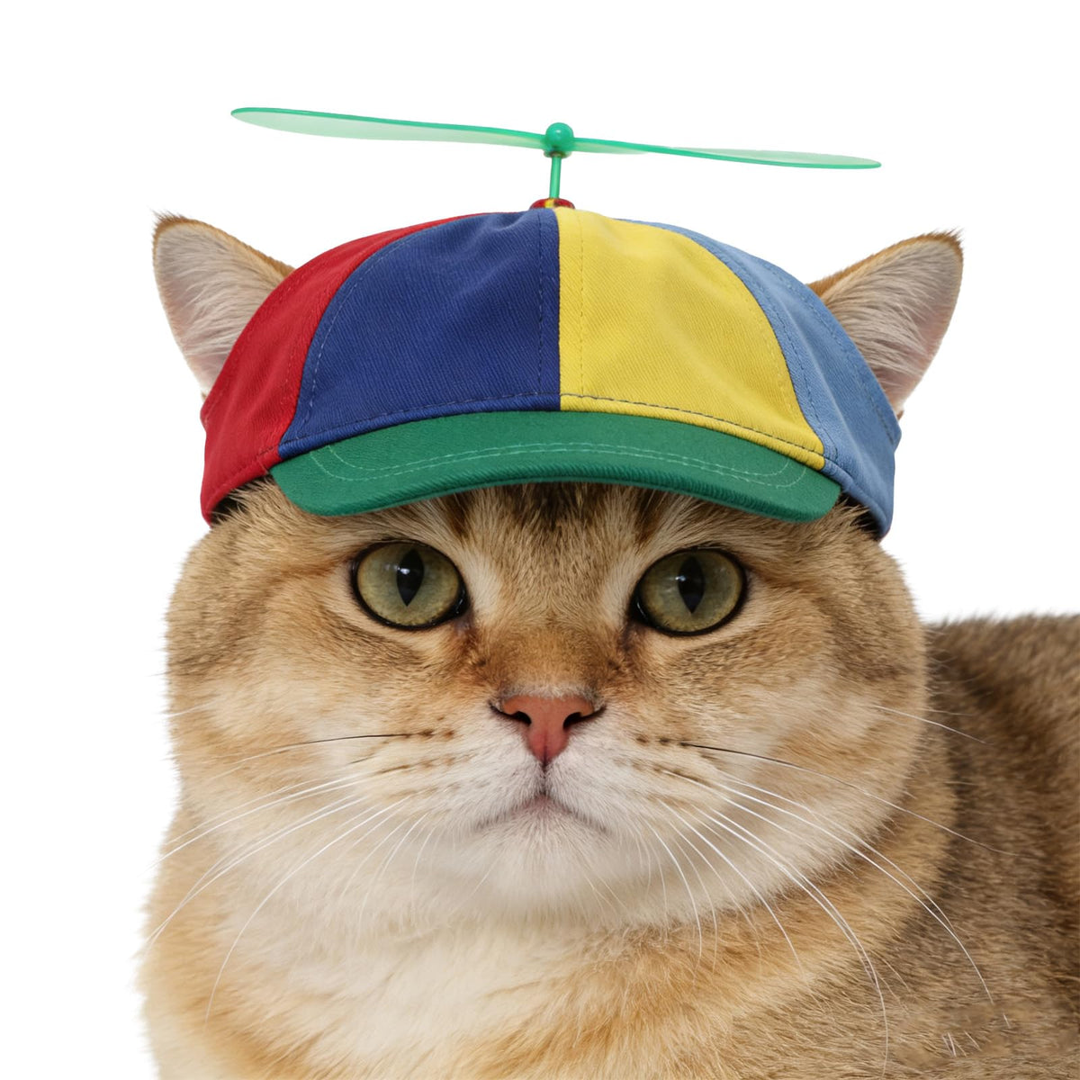 Dog Propeller Hat Funny Pet Rainbow Helicopter Design Baseball Cap Adjustable Pet Sun Protection Summer Outdoor Sun Hat Party Decoration Photo Headwear Outfit for Small Dog & Cat S Size