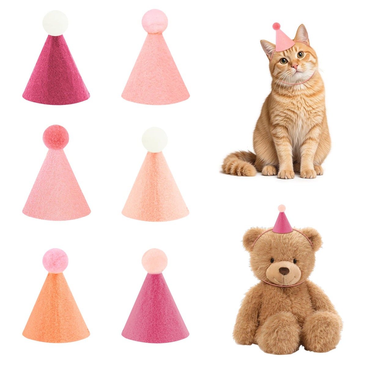 CANREVEL Mini Party Hats for Stuffed Animals Headwear, Birthday Hats