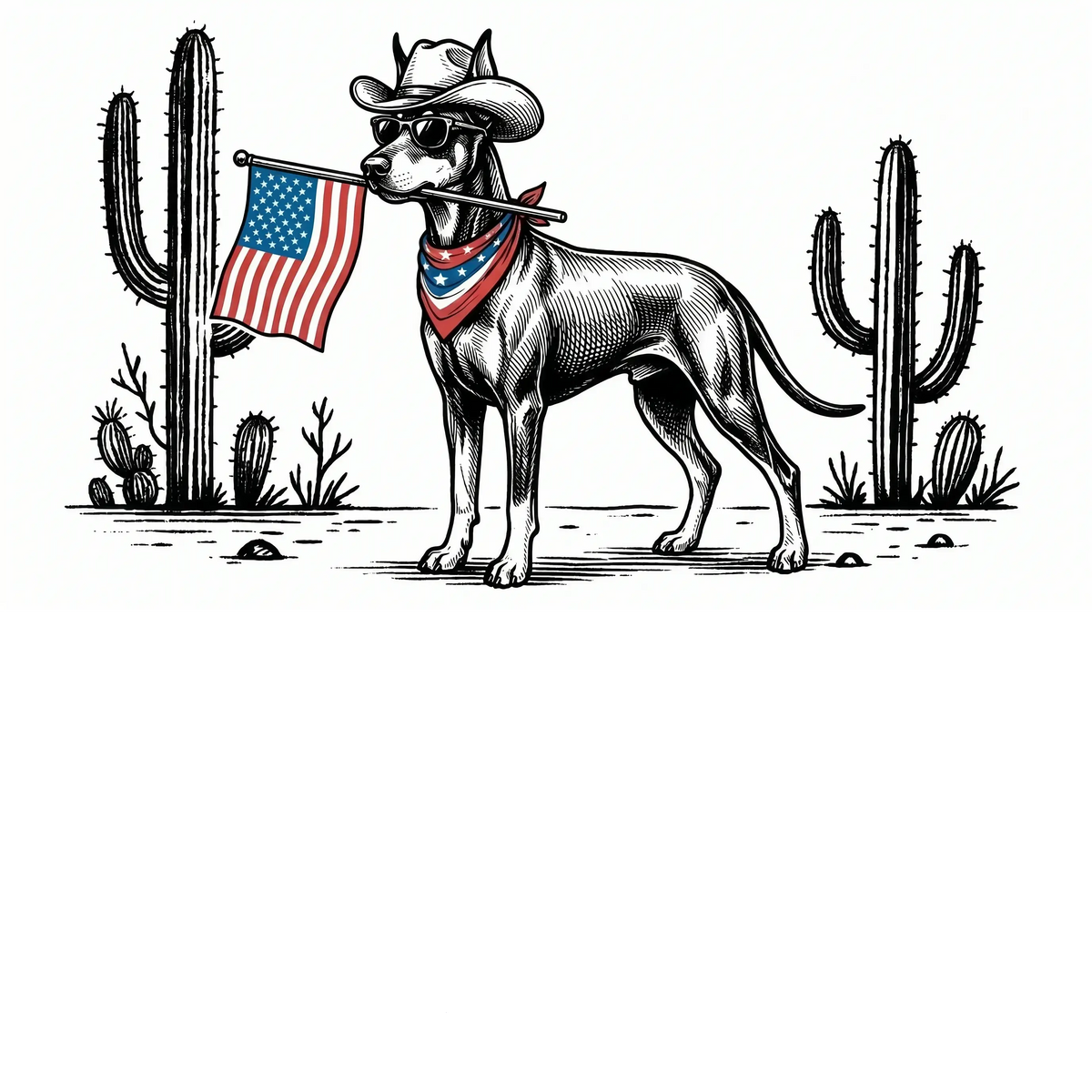 Comfort Colors Patriotic Dog T-Shirt For 50+ Dog Breeds, Western Cowboy Style, 4th Of July Gift For Dog Lovers, Usa Flag Shirt, Apparel Made In The Usa