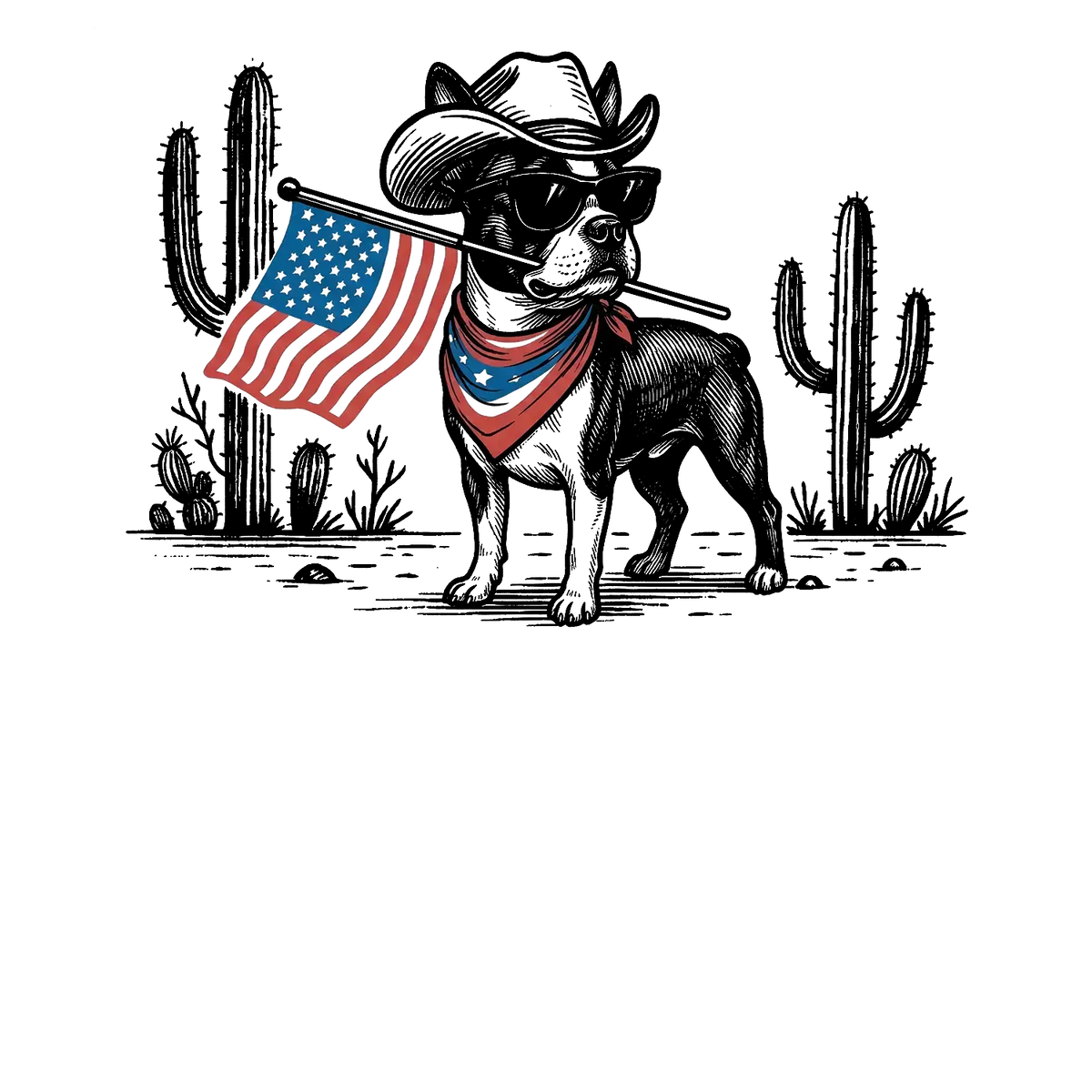 Comfort Colors Patriotic Dog T-Shirt For 50+ Dog Breeds, Western Cowboy Style, 4th Of July Gift For Dog Lovers, Usa Flag Shirt, Apparel Made In The Usa