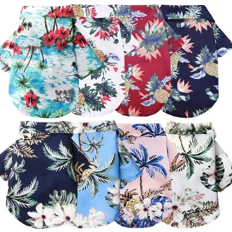Dog & Cat 1-Piece Hawaiian Shirt, Vibrant Flower & Pineapple Print Casual Summer Pet Clothing for Small-Medium Puppies, One-Piece