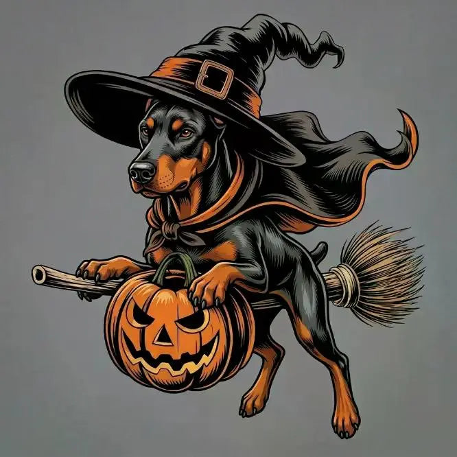Comfort Colors Burnt Orange Custom Witch Costume Dog Halloween T-Shirt, 50+ Dog Breeds Available, Funny Spooky Pet Lover Tee