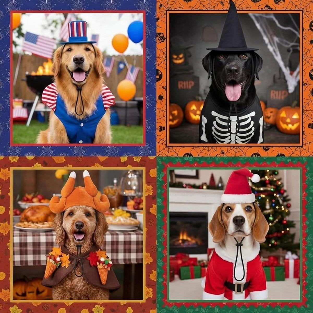 Shinymoon 9 Pcs Holiday Pet Costume Accessories, Dog Cat Festival Hats