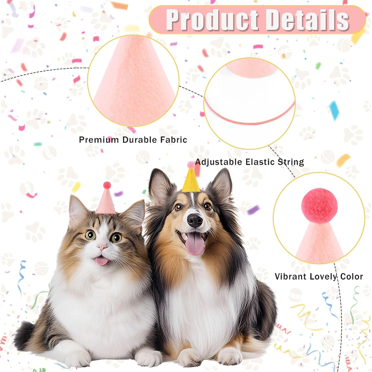 CANREVEL Mini Party Hats for Stuffed Animals Headwear, Birthday Hats