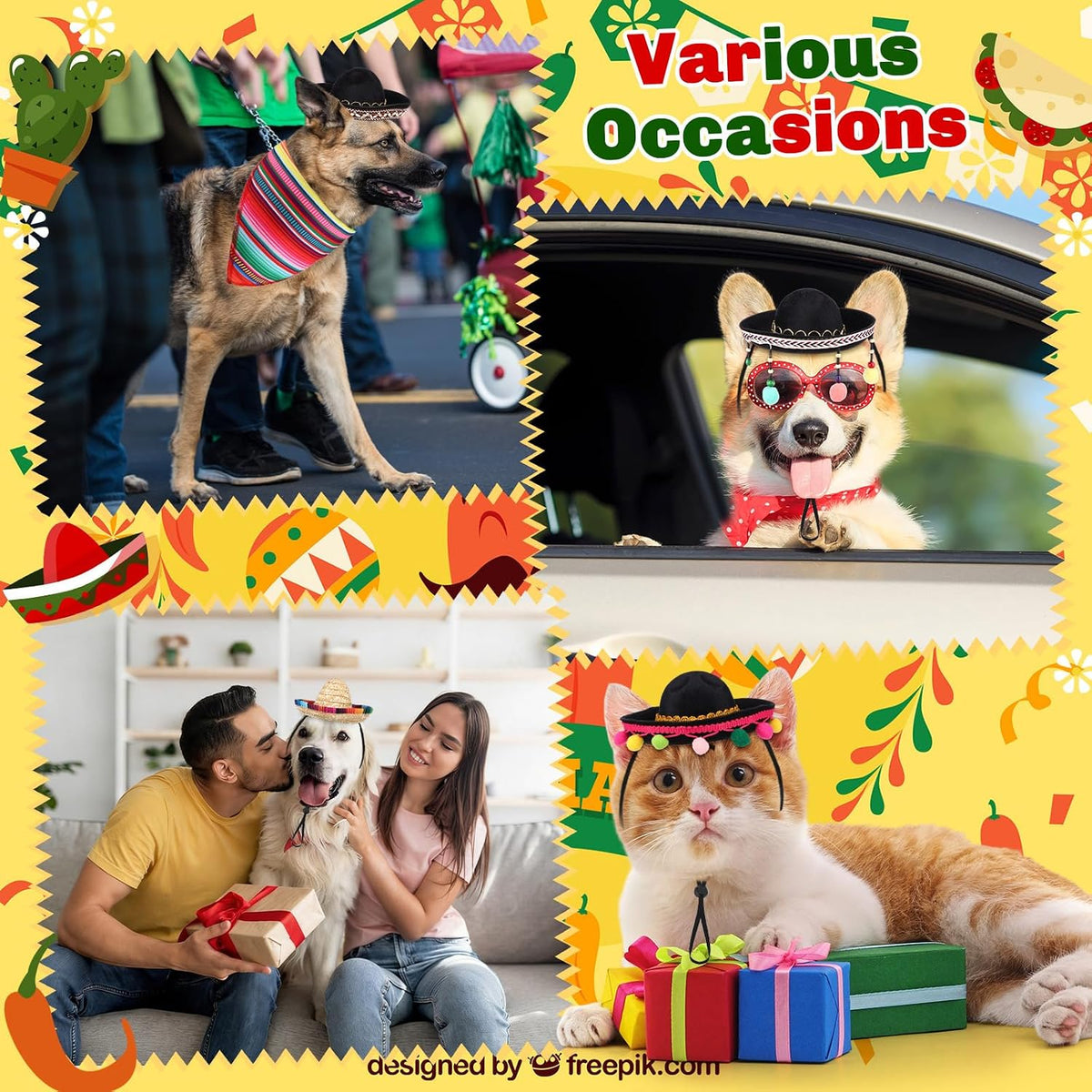 Shinylin Dog Sombrero Hats. Mini Mexican Pet Costume