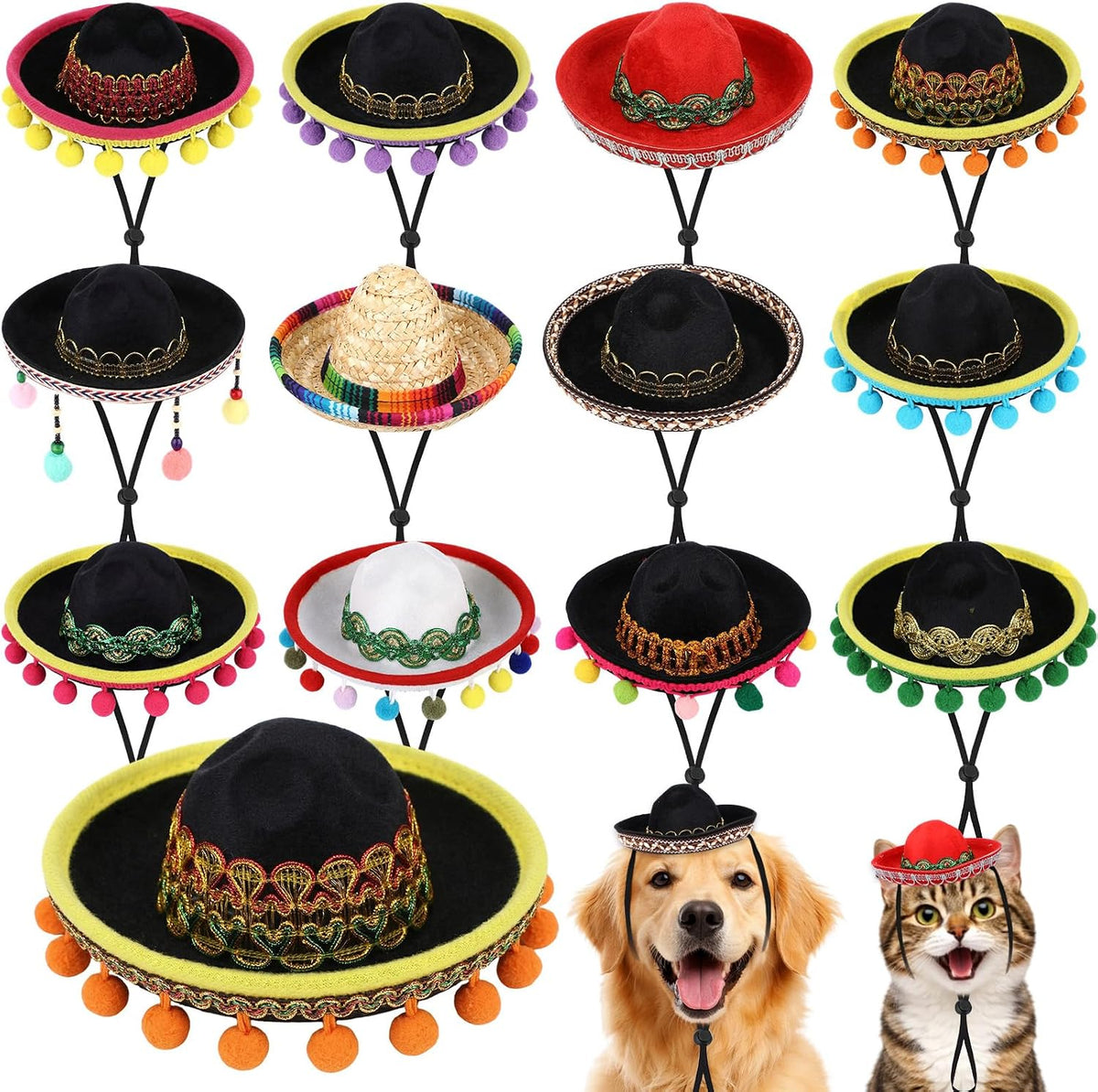 Shinylin Dog Sombrero Hats. Mini Mexican Pet Costume