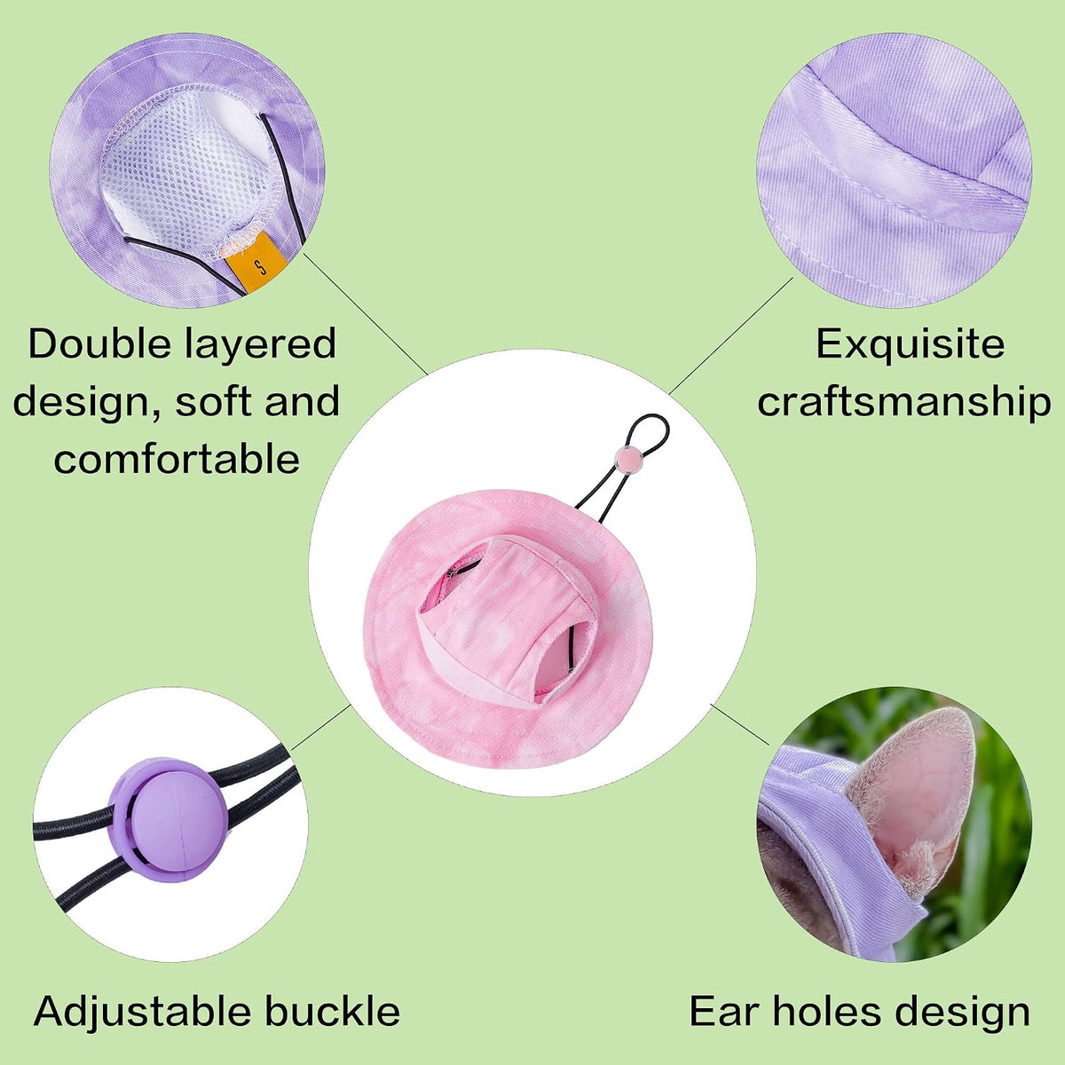 Pet hat with Ear Holes Sunscreen Baseball Cap Suitable for Small and Medium-Sized Dogs Outdoor Climbing hat in Summer Pet Products (Pink, Medium)
