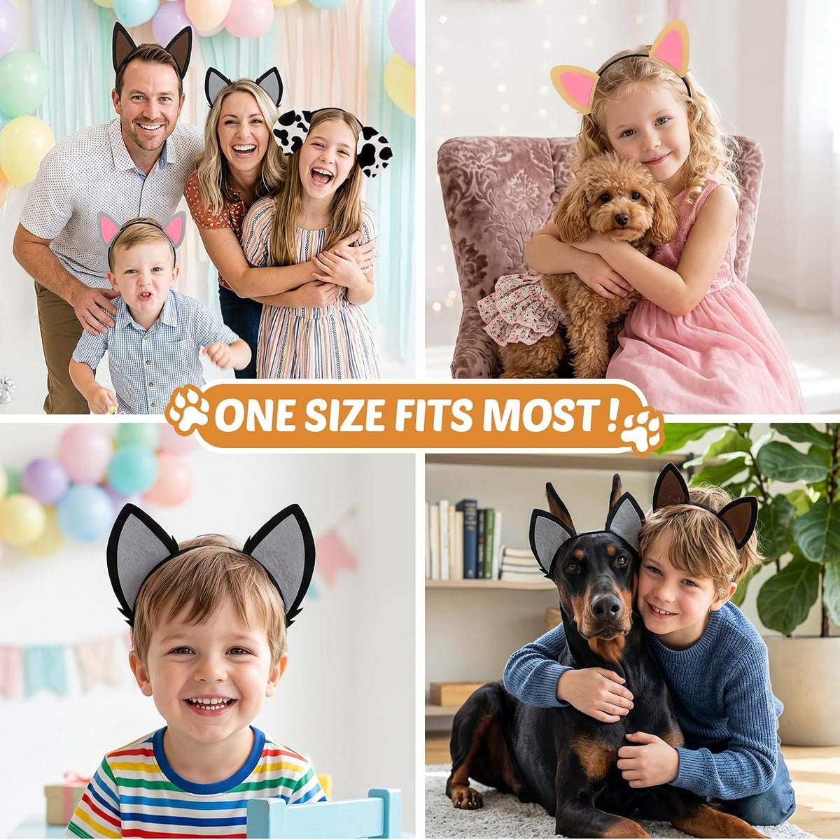 CiyvoLyeen 15Pcs Puppy Dogs Ear Headbands for Kids Adult Birthday Party