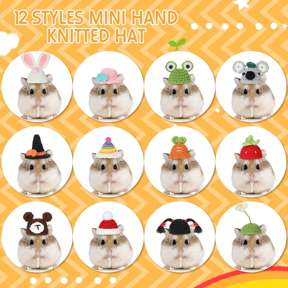 Silkfly 12 Pcs Mini Pet Hat, Crochet Hat for Small Animals, Fresh
