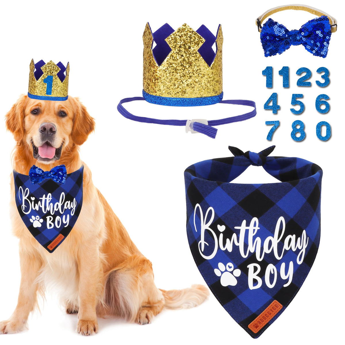 ADOGGYGO Dog Birthday Hat, Pink Birthday Girl Bandana Set, Small
