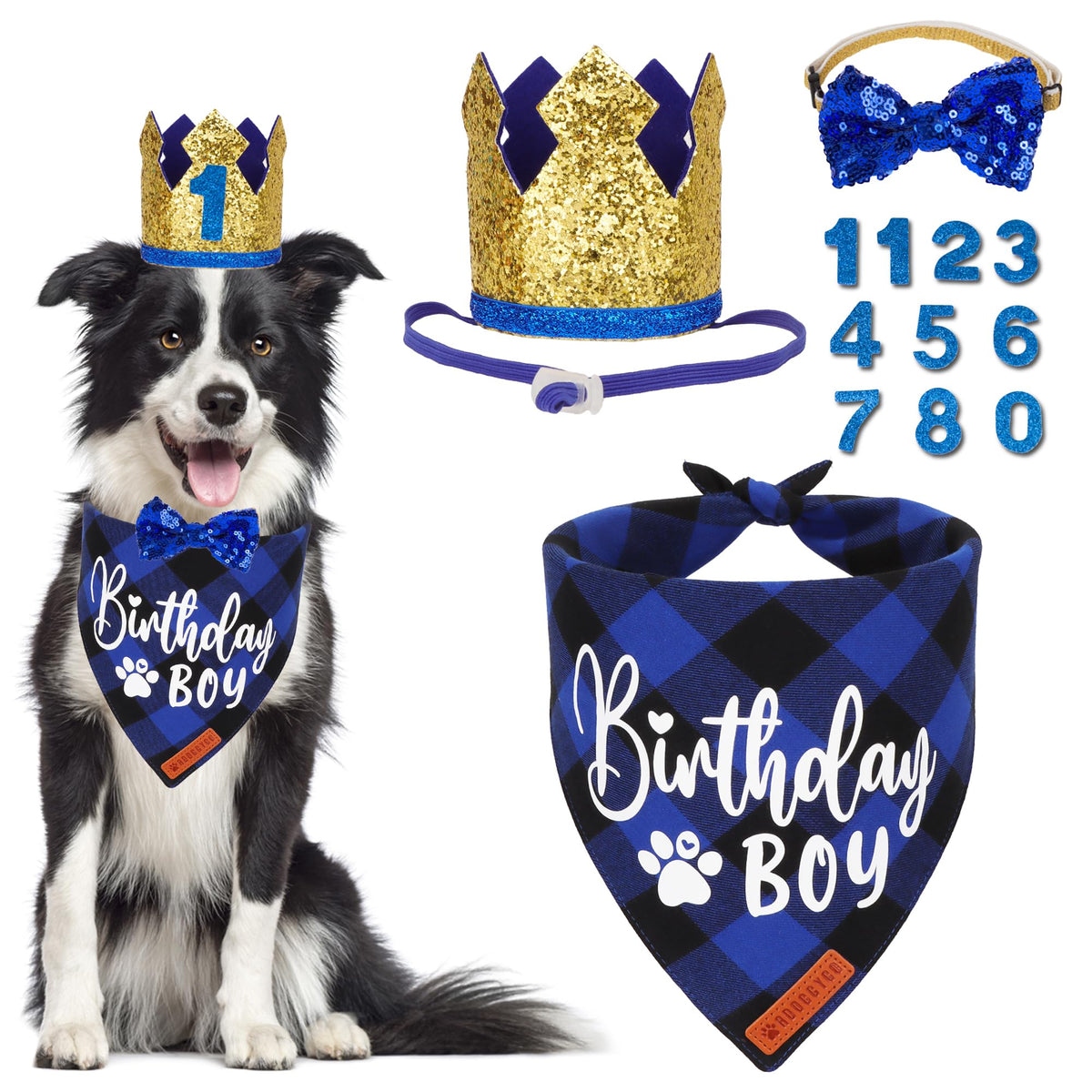 ADOGGYGO Dog Birthday Hat, Pink Birthday Girl Bandana Set, Small
