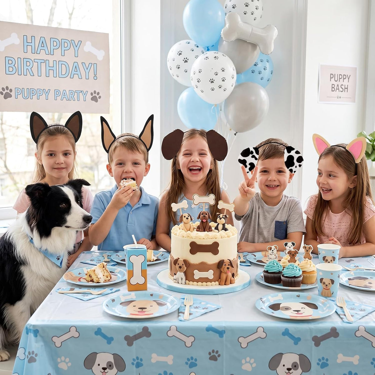 CiyvoLyeen 15Pcs Puppy Dogs Ear Headbands for Kids Adult Birthday Party